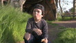 Homeless poor little boy