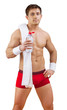 a sportsman with bottle of water isolated