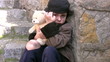 Homeless poor little boy