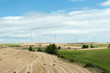 Fields with wind turbines