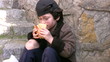 Homeless poor little boy