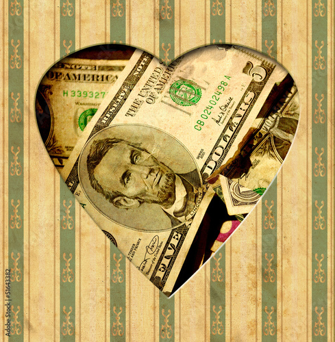 Illustration: Vintage Heart - Dollar Vintage Heart - Dollar