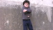 Homeless poor little boy
