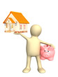 Puppet with piggy bank and house