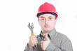 male construction worker over white background
