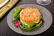 Salmon tartar with salad