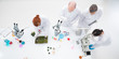 bird-eye of teachers people in a chemistry lab supervising