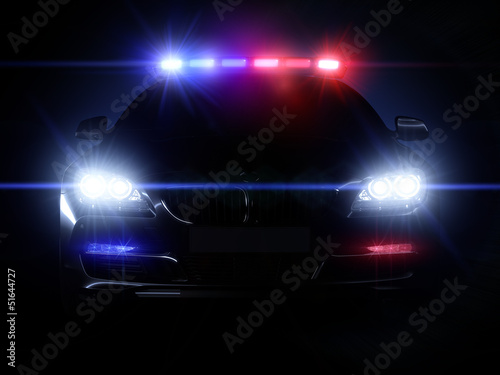 Illustration: Police car, with full array of lights Police car, with full array of lights