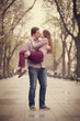 Young couple kissing on the street Young couple kissing on the street