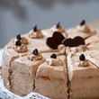 Chocolate birthday cake with heart shapes