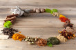 Circle border of spices and herbs