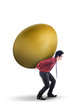 Photo: Businessman carry gold egg on white Businessman carry gold egg on white