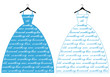 blue wedding dress, vector