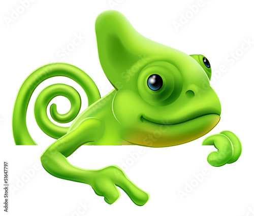 Vector: Cartoon chameleon pointing down Cartoon chameleon pointing down