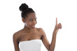 Afrikanerin isoliert macht Werbung - Zeigefinger