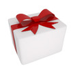 Box With Red Bow Isolated on white