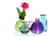 Glass vases with rose