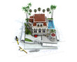 House design progress, architecture drawing and visualization