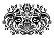 Polish floral embroidery with roosters pattern