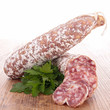 sausage on wood