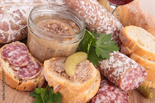 Photo: bread toast with meat spread bread toast with meat spread