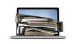 ring binders on computer - database concept, clipping path inclu