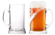 Beer glasses. full and empty isolated