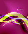 Transparent colorful wave lines with light effects