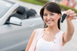 Woman renting a car