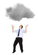 Business man lifting a cloud