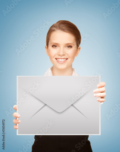 Photo: girl showing virtual envelope girl showing virtual envelope