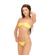 beautiful woman in bikini playing with hair