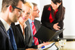 Business - businesspeople, meeting and presentation in office