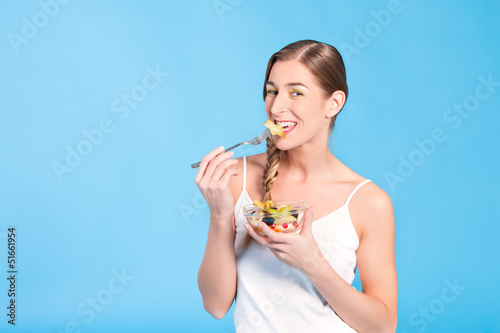 Photo: Healthy nutrition - young woman with fruits Healthy nutrition - young woman with fruits
