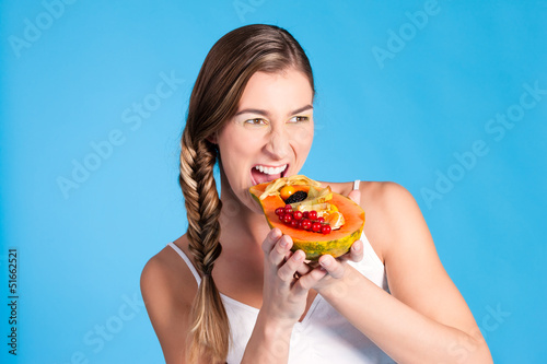 Photo: Healthy nutrition - young woman with fruits Healthy nutrition - young woman with fruits