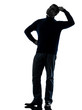 Photo: man doubtful thinking silhouette full length man doubtful thinking silhouette full length