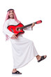 Arab man playing guitar isolated on white