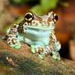Colorful frog in terrarium