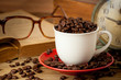 coffee cup and coffee beans