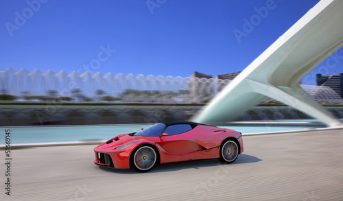 Illustration: red sportscar in valencia red sportscar in valencia