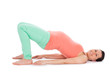 Beautiful pregnant woman working out isolated
