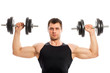 Handsome muscular guy working out