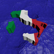 Italy map flag in abstract ocean illustration