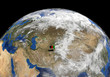 Afghanistan flag on pole on earth globe illustration