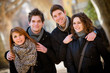 Group of Friends Embraced Outdoor