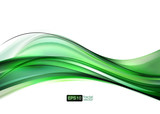 Elegant green vector wave on white background