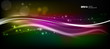 Vector: magic bright waves on dark green background
