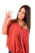 Beautiful woman smiling and showing OK sign