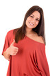 Beautiful woman smiling and showing Thumbs up