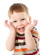 Little boy hide face under hands
